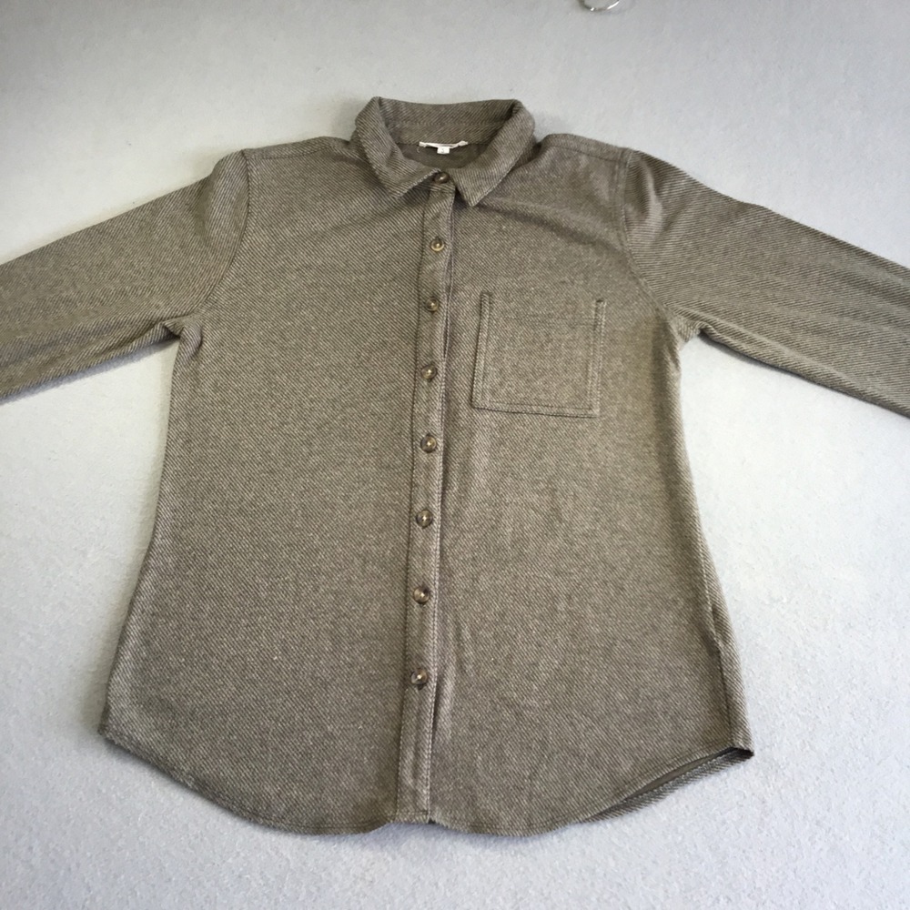 Olive Green Striped Long Sleeve Button Down Shirt with Chest Pocket
